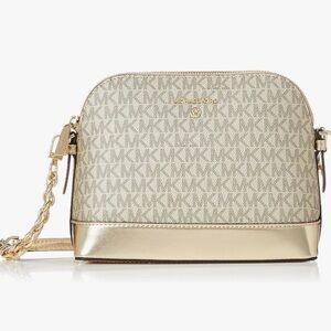 Michael Kors Gold and Cream Crossbody Bag